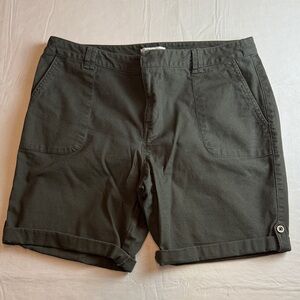 Coldwater Creek Women's Olive Bermuda Shorts Cuff Detail Size 14P